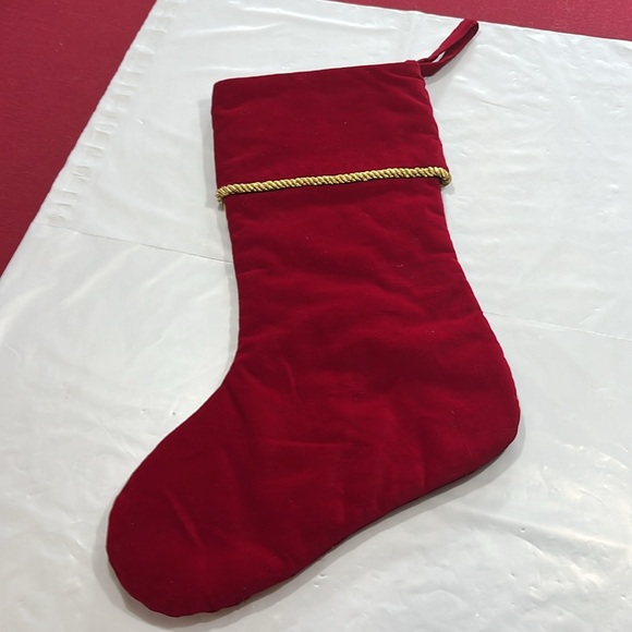 RED Velvet DYLAN STOCKING GOLD stitch embroidered Christmas COTTON lined thick - Picture 7 of 11